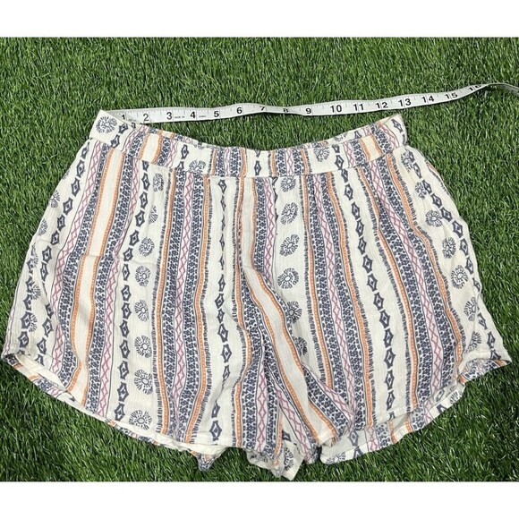 Abercrombie & Fitch Blue & White Boho Printed Soft Pull On Shorts Beachy Small - Picture 3 of 8